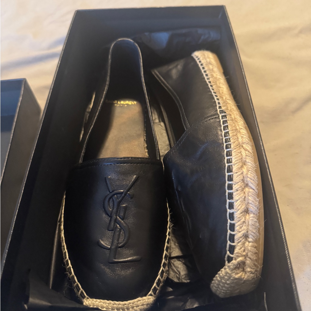 Saint Laurent Black Espadrilles With Tan Trim